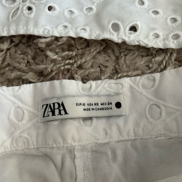 Zara eyelet embroidery white matching set XS. Wore once. Like New - Picture 7 of 8